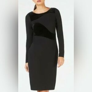 Calvin Klein Black Long Sleeve velvet swirl Dress NWT